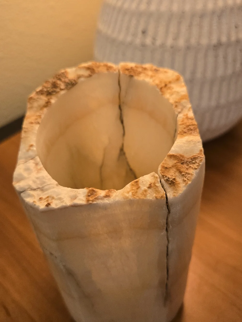 Natural White Like Alabaster Decorative Candle Holder Decor - Picture 10 of 10